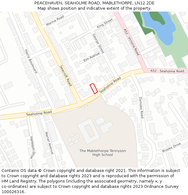PEACEHAVEN, SEAHOLME ROAD, MABLETHORPE, LN12 2DE: Location map and indicative extent of plot