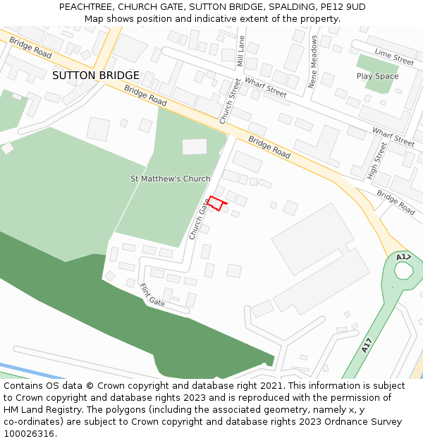 PEACHTREE, CHURCH GATE, SUTTON BRIDGE, SPALDING, PE12 9UD: Location map and indicative extent of plot