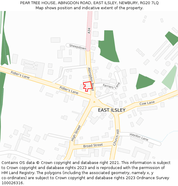 PEAR TREE HOUSE, ABINGDON ROAD, EAST ILSLEY, NEWBURY, RG20 7LQ: Location map and indicative extent of plot