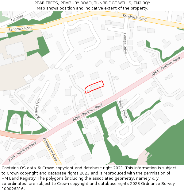 PEAR TREES, PEMBURY ROAD, TUNBRIDGE WELLS, TN2 3QY: Location map and indicative extent of plot