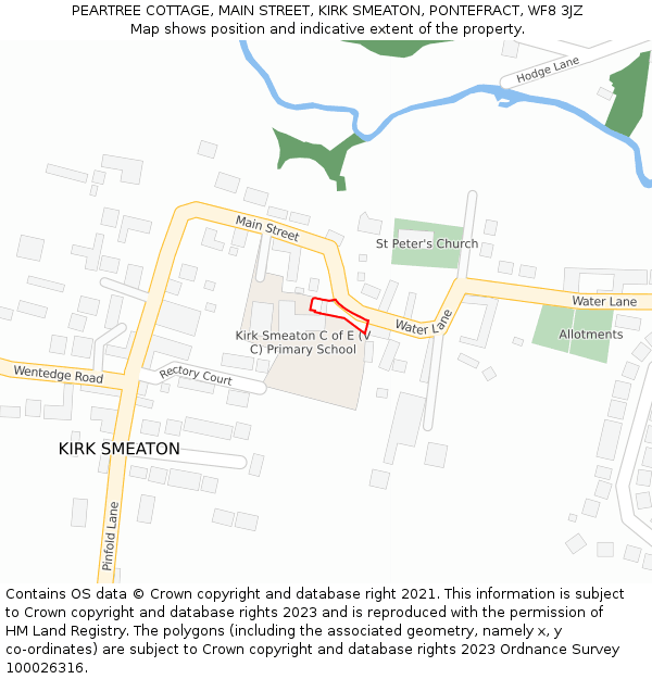 PEARTREE COTTAGE, MAIN STREET, KIRK SMEATON, PONTEFRACT, WF8 3JZ: Location map and indicative extent of plot