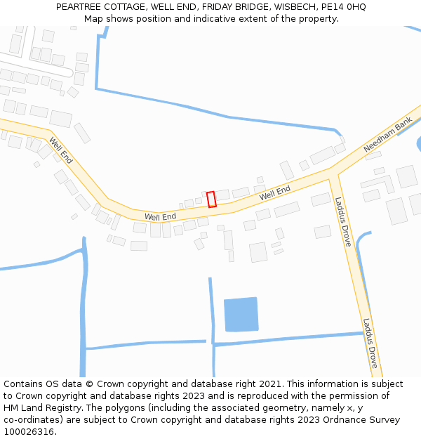 PEARTREE COTTAGE, WELL END, FRIDAY BRIDGE, WISBECH, PE14 0HQ: Location map and indicative extent of plot