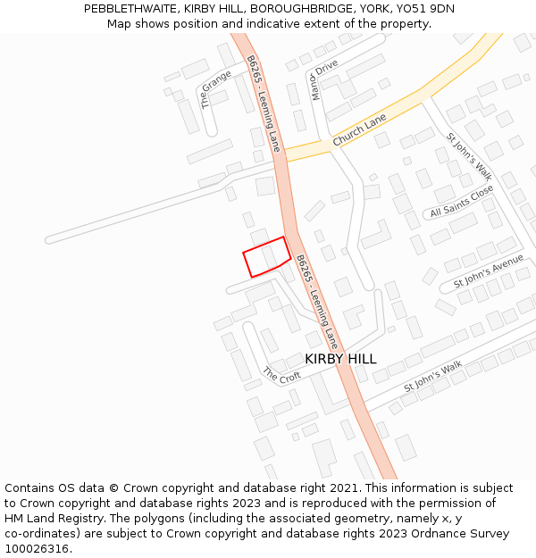 PEBBLETHWAITE, KIRBY HILL, BOROUGHBRIDGE, YORK, YO51 9DN: Location map and indicative extent of plot