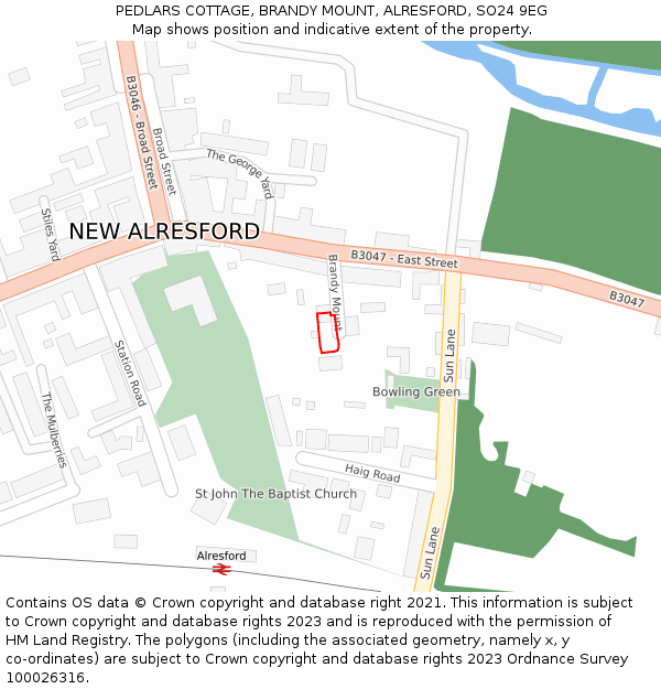 PEDLARS COTTAGE, BRANDY MOUNT, ALRESFORD, SO24 9EG: Location map and indicative extent of plot