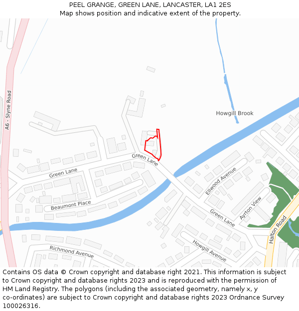 PEEL GRANGE, GREEN LANE, LANCASTER, LA1 2ES: Location map and indicative extent of plot