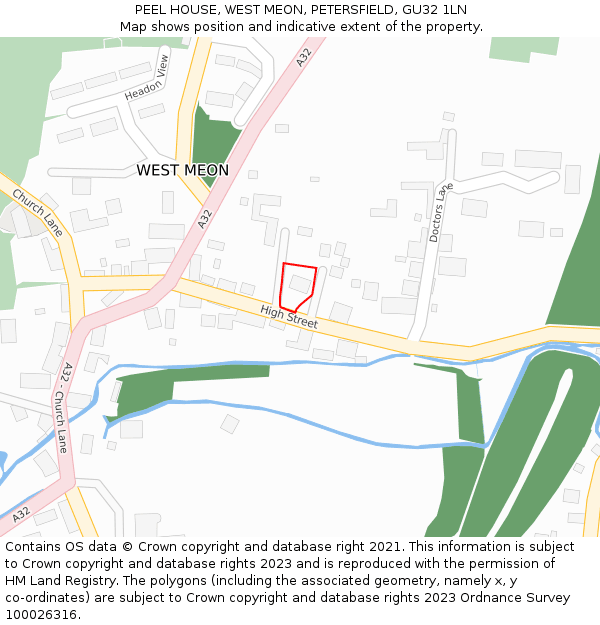 PEEL HOUSE, WEST MEON, PETERSFIELD, GU32 1LN: Location map and indicative extent of plot