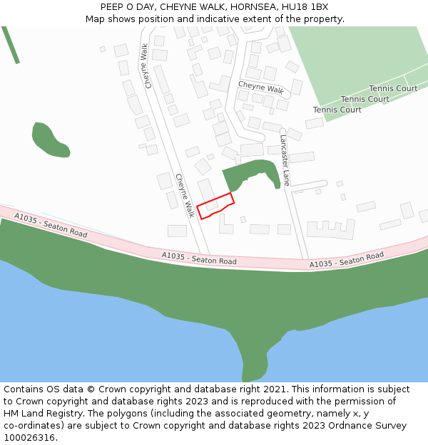 PEEP O DAY, CHEYNE WALK, HORNSEA, HU18 1BX: Location map and indicative extent of plot