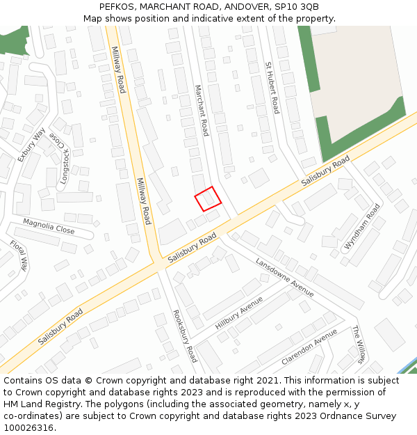 PEFKOS, MARCHANT ROAD, ANDOVER, SP10 3QB: Location map and indicative extent of plot