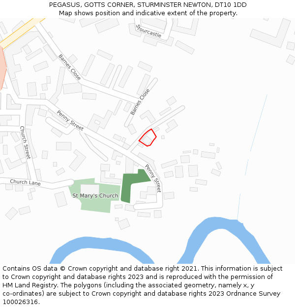 PEGASUS, GOTTS CORNER, STURMINSTER NEWTON, DT10 1DD: Location map and indicative extent of plot