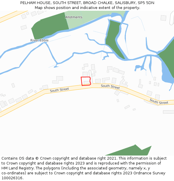 PELHAM HOUSE, SOUTH STREET, BROAD CHALKE, SALISBURY, SP5 5DN: Location map and indicative extent of plot