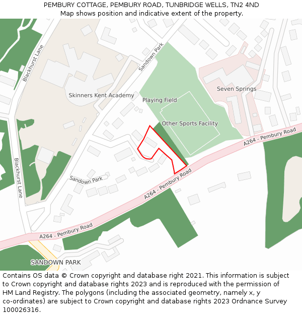 PEMBURY COTTAGE, PEMBURY ROAD, TUNBRIDGE WELLS, TN2 4ND: Location map and indicative extent of plot