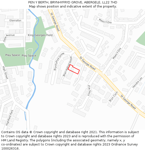 PEN Y BERTH, BRYNHYFRYD GROVE, ABERGELE, LL22 7HD: Location map and indicative extent of plot