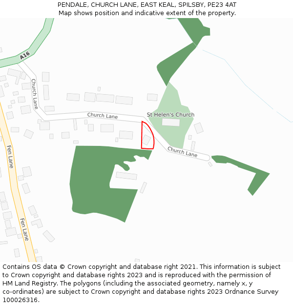 PENDALE, CHURCH LANE, EAST KEAL, SPILSBY, PE23 4AT: Location map and indicative extent of plot