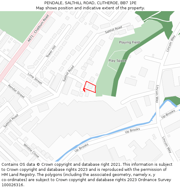 PENDALE, SALTHILL ROAD, CLITHEROE, BB7 1PE: Location map and indicative extent of plot