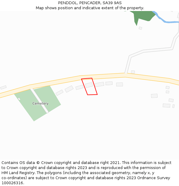 PENDDOL, PENCADER, SA39 9AS: Location map and indicative extent of plot