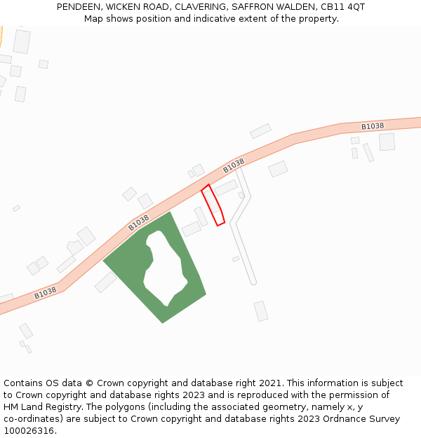 PENDEEN, WICKEN ROAD, CLAVERING, SAFFRON WALDEN, CB11 4QT: Location map and indicative extent of plot