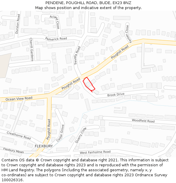 PENDENE, POUGHILL ROAD, BUDE, EX23 8NZ: Location map and indicative extent of plot