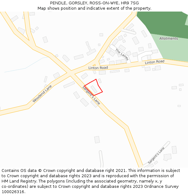 PENDLE, GORSLEY, ROSS-ON-WYE, HR9 7SG: Location map and indicative extent of plot