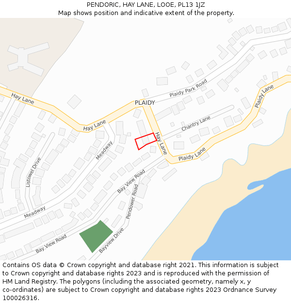 PENDORIC, HAY LANE, LOOE, PL13 1JZ: Location map and indicative extent of plot