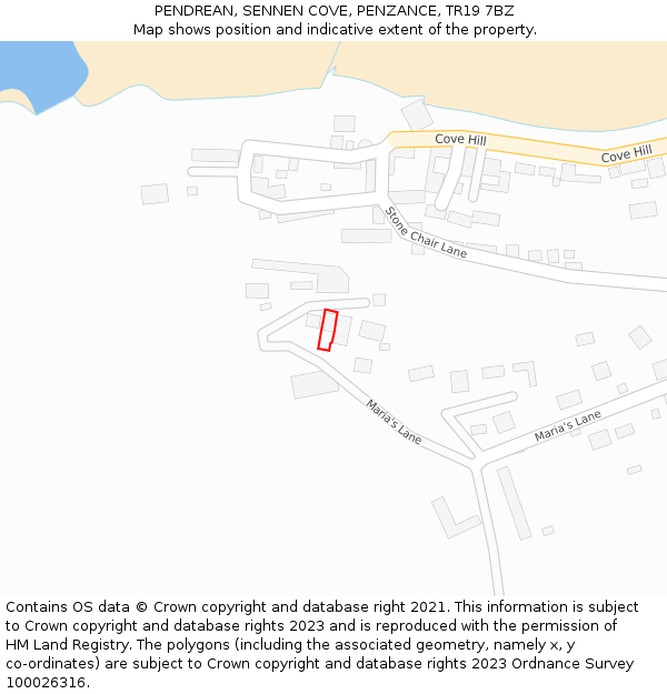 PENDREAN, SENNEN COVE, PENZANCE, TR19 7BZ: Location map and indicative extent of plot