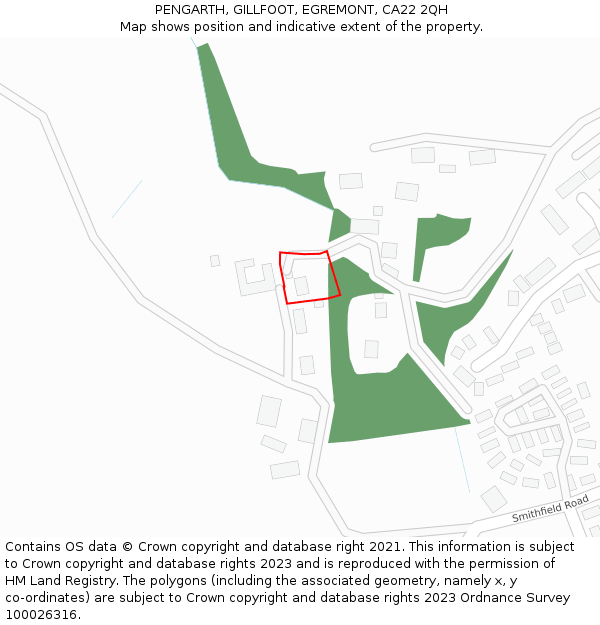 PENGARTH, GILLFOOT, EGREMONT, CA22 2QH: Location map and indicative extent of plot