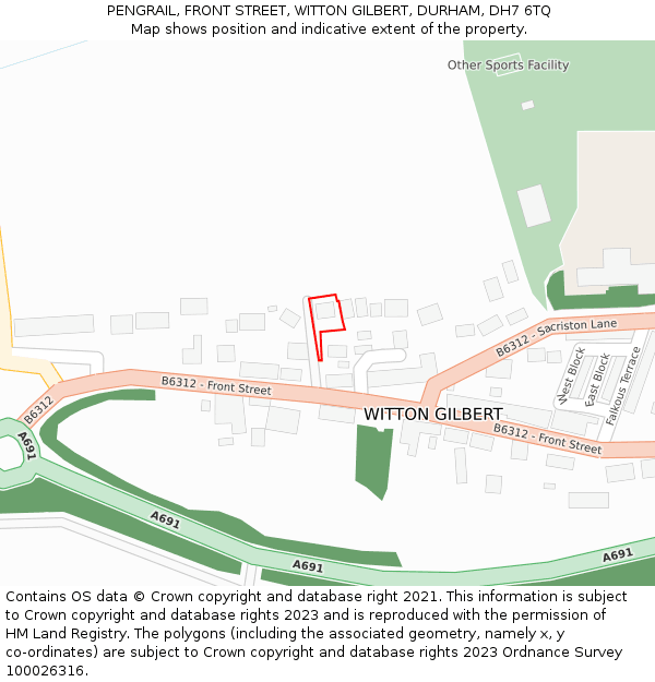 PENGRAIL, FRONT STREET, WITTON GILBERT, DURHAM, DH7 6TQ: Location map and indicative extent of plot