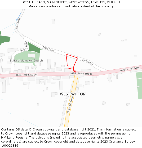 PENHILL BARN, MAIN STREET, WEST WITTON, LEYBURN, DL8 4LU: Location map and indicative extent of plot