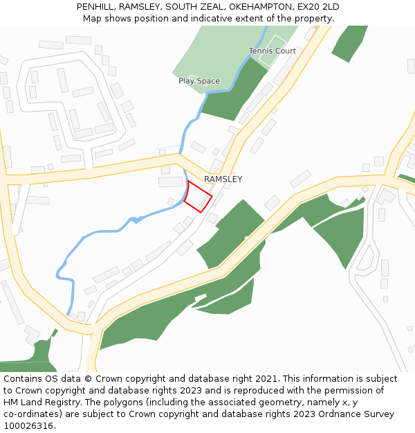 PENHILL, RAMSLEY, SOUTH ZEAL, OKEHAMPTON, EX20 2LD: Location map and indicative extent of plot