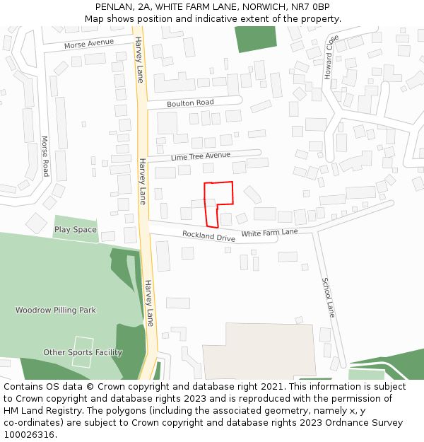 PENLAN, 2A, WHITE FARM LANE, NORWICH, NR7 0BP: Location map and indicative extent of plot