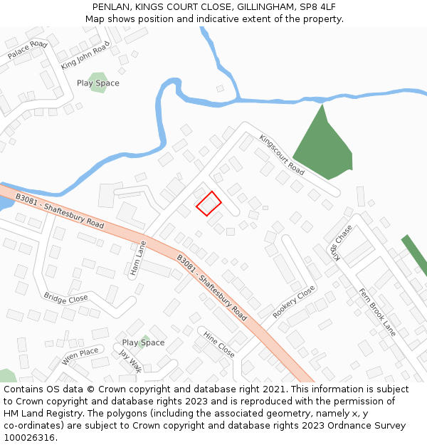 PENLAN, KINGS COURT CLOSE, GILLINGHAM, SP8 4LF: Location map and indicative extent of plot