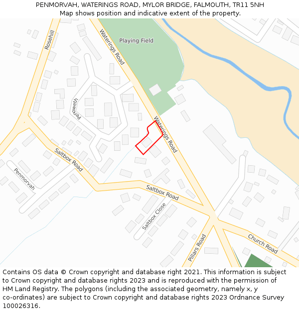 PENMORVAH, WATERINGS ROAD, MYLOR BRIDGE, FALMOUTH, TR11 5NH: Location map and indicative extent of plot