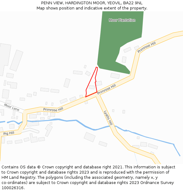 PENN VIEW, HARDINGTON MOOR, YEOVIL, BA22 9NL: Location map and indicative extent of plot