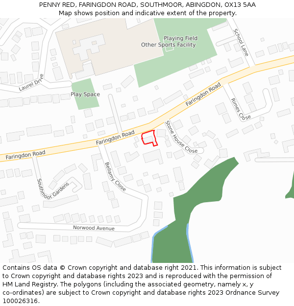 PENNY RED, FARINGDON ROAD, SOUTHMOOR, ABINGDON, OX13 5AA: Location map and indicative extent of plot