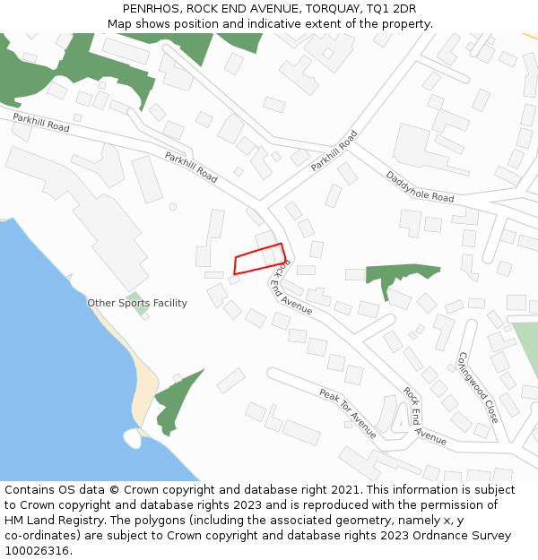 PENRHOS, ROCK END AVENUE, TORQUAY, TQ1 2DR: Location map and indicative extent of plot