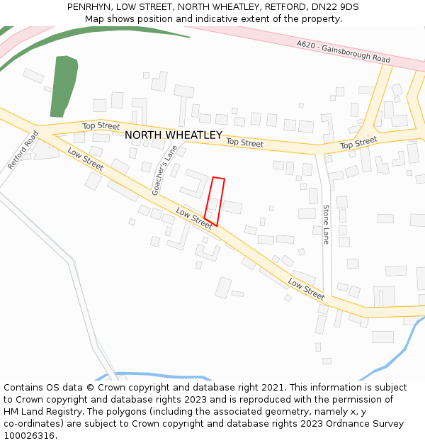 PENRHYN, LOW STREET, NORTH WHEATLEY, RETFORD, DN22 9DS: Location map and indicative extent of plot