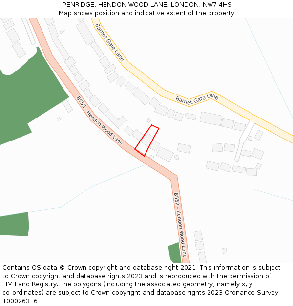 PENRIDGE, HENDON WOOD LANE, LONDON, NW7 4HS: Location map and indicative extent of plot