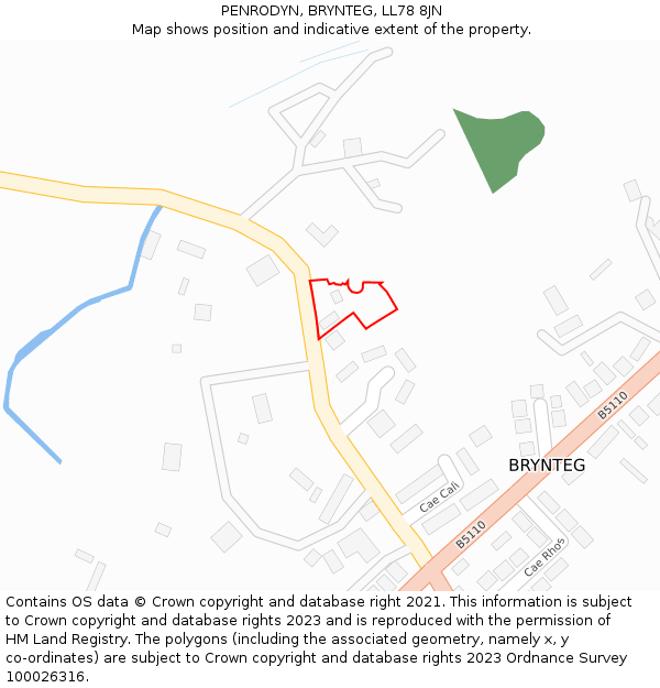 PENRODYN, BRYNTEG, LL78 8JN: Location map and indicative extent of plot