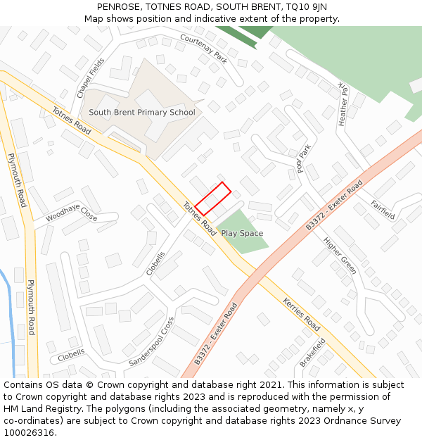 PENROSE, TOTNES ROAD, SOUTH BRENT, TQ10 9JN: Location map and indicative extent of plot