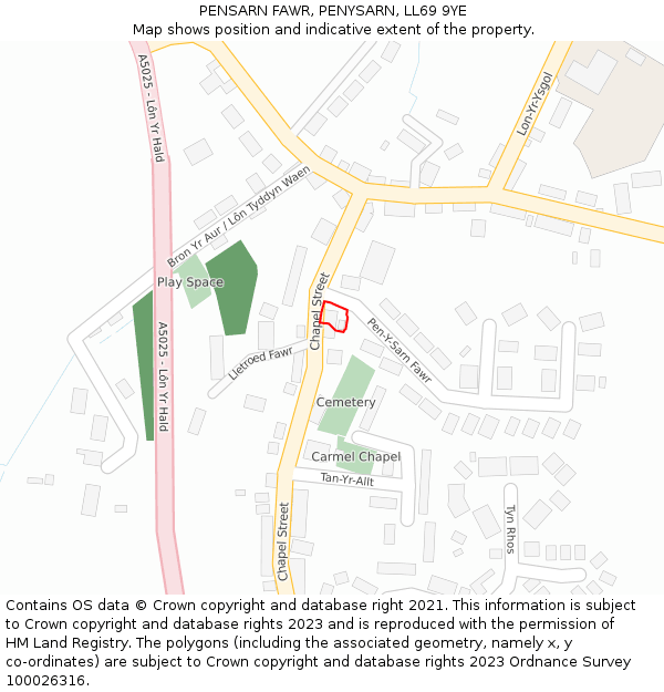 PENSARN FAWR, PENYSARN, LL69 9YE: Location map and indicative extent of plot