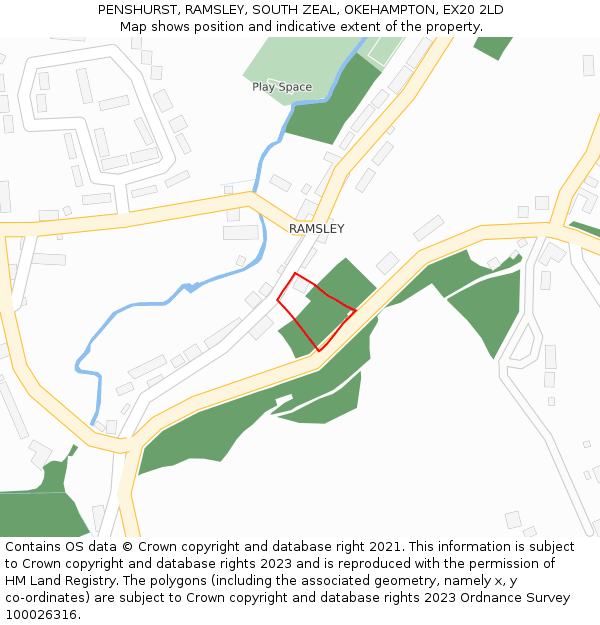 PENSHURST, RAMSLEY, SOUTH ZEAL, OKEHAMPTON, EX20 2LD: Location map and indicative extent of plot