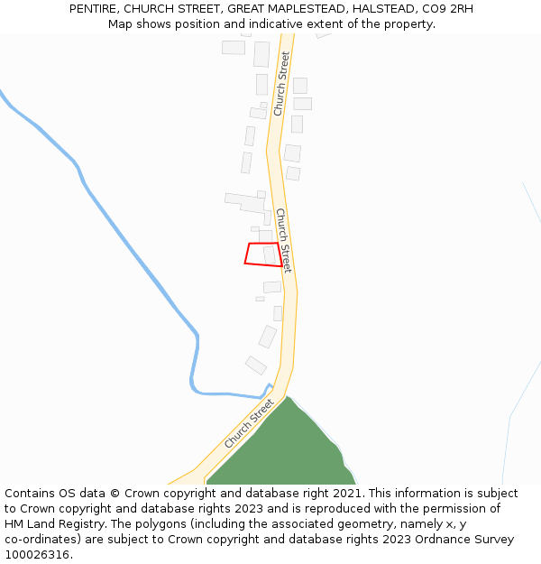 PENTIRE, CHURCH STREET, GREAT MAPLESTEAD, HALSTEAD, CO9 2RH: Location map and indicative extent of plot