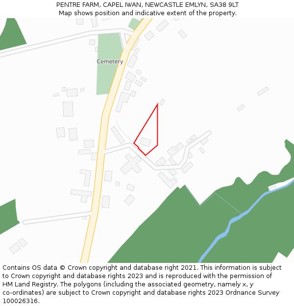 PENTRE FARM, CAPEL IWAN, NEWCASTLE EMLYN, SA38 9LT: Location map and indicative extent of plot