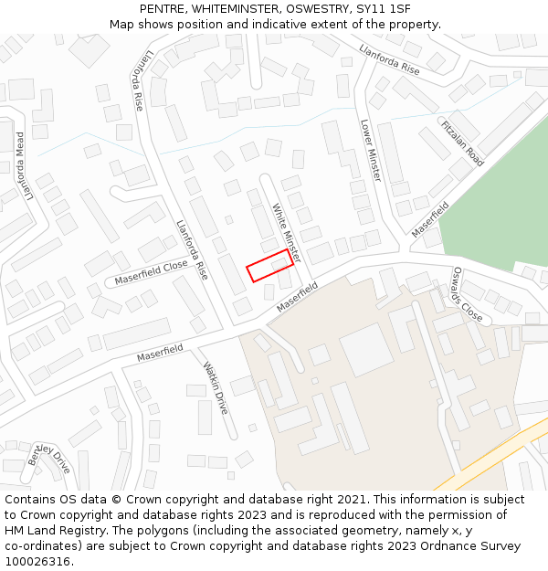 PENTRE, WHITEMINSTER, OSWESTRY, SY11 1SF: Location map and indicative extent of plot