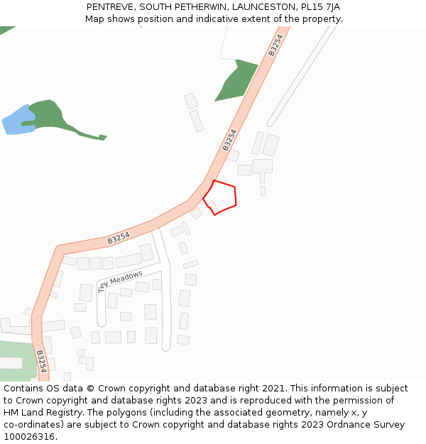 PENTREVE, SOUTH PETHERWIN, LAUNCESTON, PL15 7JA: Location map and indicative extent of plot