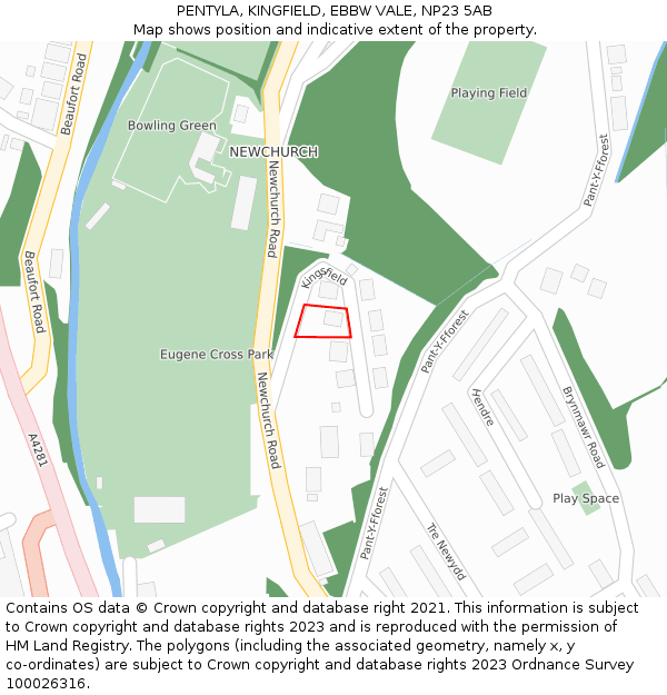 PENTYLA, KINGFIELD, EBBW VALE, NP23 5AB: Location map and indicative extent of plot