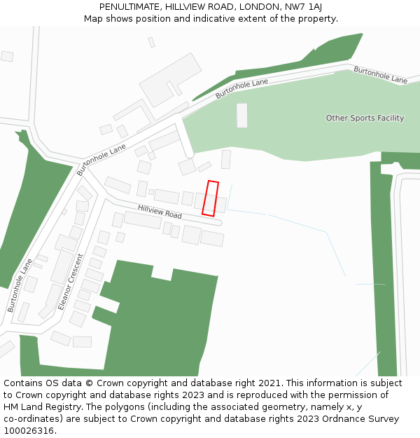PENULTIMATE, HILLVIEW ROAD, LONDON, NW7 1AJ: Location map and indicative extent of plot