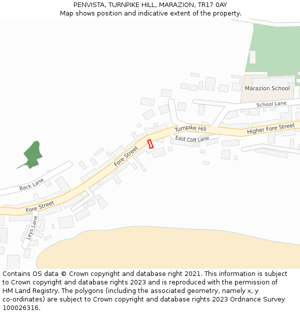 PENVISTA, TURNPIKE HILL, MARAZION, TR17 0AY: Location map and indicative extent of plot