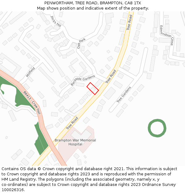 PENWORTHAM, TREE ROAD, BRAMPTON, CA8 1TX: Location map and indicative extent of plot