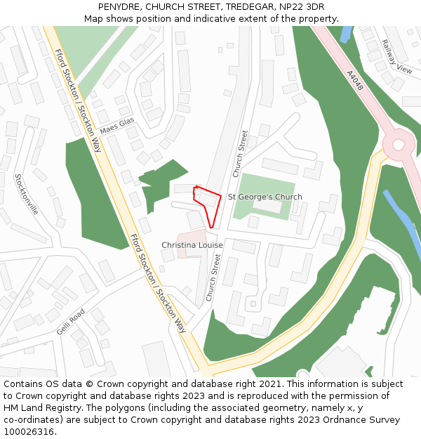PENYDRE, CHURCH STREET, TREDEGAR, NP22 3DR: Location map and indicative extent of plot