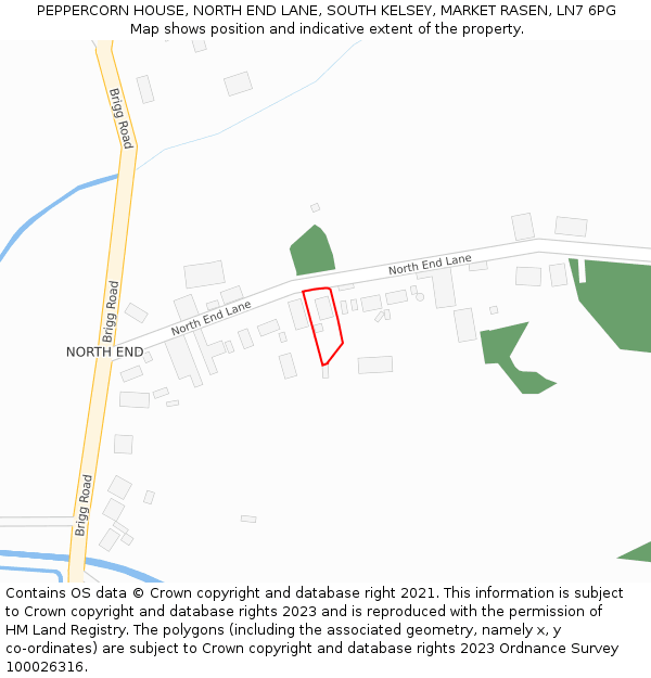 PEPPERCORN HOUSE, NORTH END LANE, SOUTH KELSEY, MARKET RASEN, LN7 6PG: Location map and indicative extent of plot